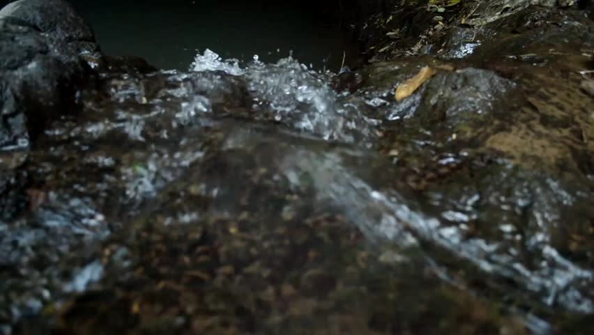 High Angle View of Strong River Water Flowing Down Over Rocks