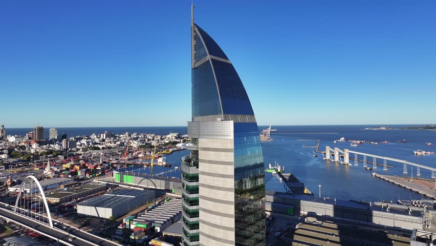 Antel Headquarters In Montevideo Maldonado Uruguay. Landmark Skyscraper Overlooking The Vast Urban Sprawl. Downtown Cityscape. District Skyline. Montevideo Maldonado.