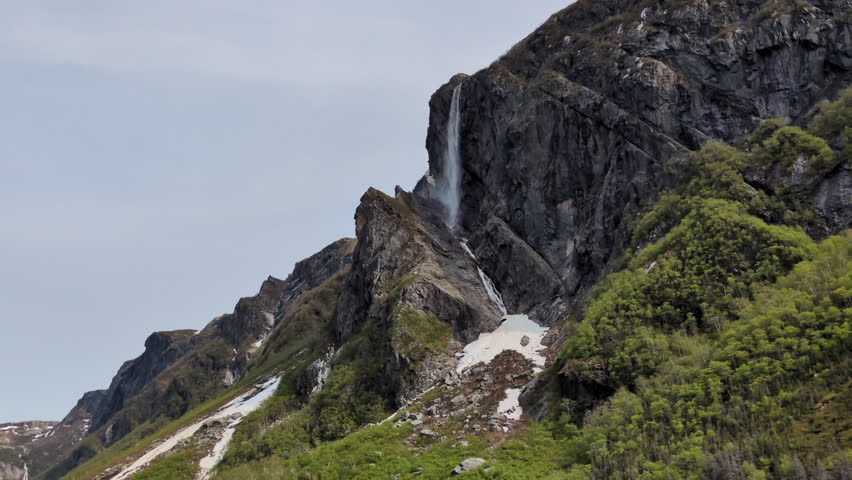 The pissing mare falls in the Western Brook Pond in the Gros Morne National Park (Newfoundland, Canada)