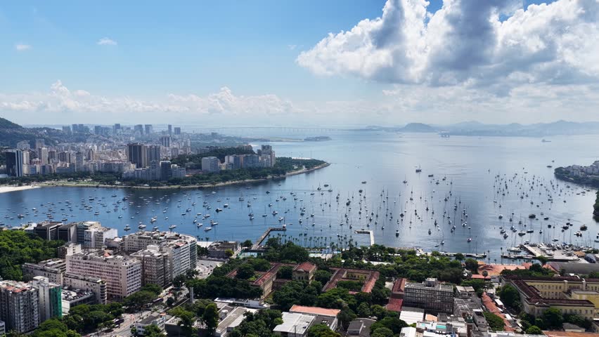 Rio De Janeiro Skyline In Rio De Janeiro Brazil. Bird Eye View Of A Amazing Coastal Beach In The Summer Holiday. Landmark Town. District Skyline. Rio de Janeiro Brazil.