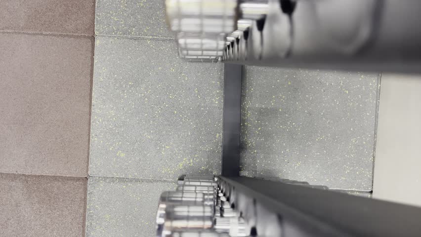Close-Up of Dumbbell Rack in Professional Fitness Center