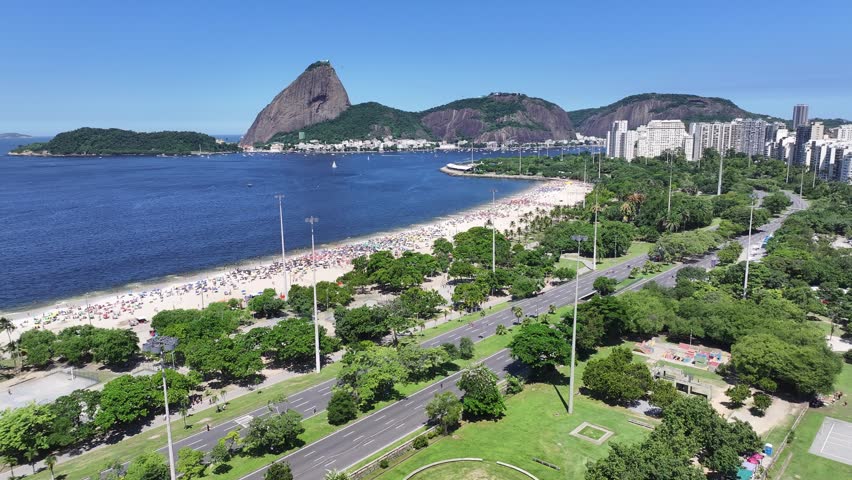 Rio De Janeiro Skyline In Rio De Janeiro Brazil. Stunning Tropical Coastline Beach Scene Viewed From Above. Cities Of The World Landscape. Landmark Town. Rio de Janeiro Brazil.