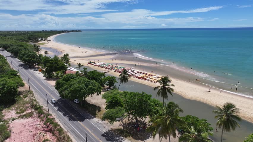 Porto Seguro Skyline In Porto Seguro Bahia Brazil. Bird Eye View Of A Amazing Coastal Beach In The Summer Holiday. Tropical Skyline. Bay Water Landscape. Porto Seguro Bahia.