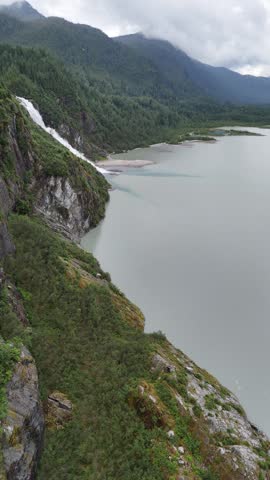 Waterfall Drone Views in Alaska