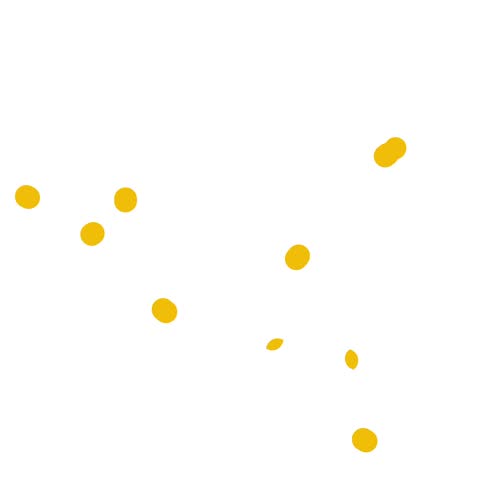 Handwritten sketchy yellow dots particles animation doodle isolated on white background