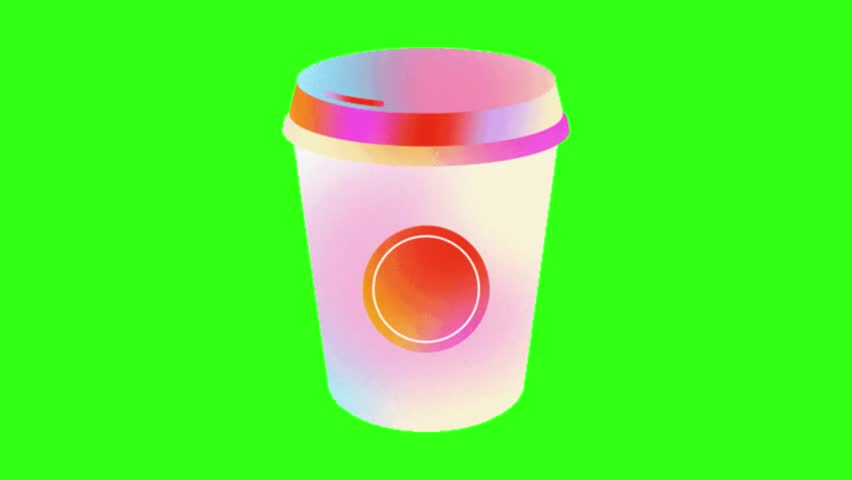 Takeaway beverage container cup animation on green screen 