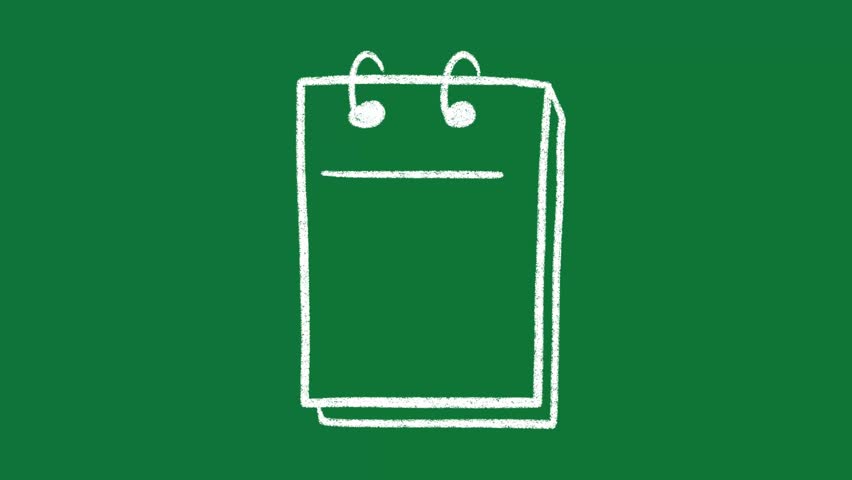 Hand-Drawn Clipboard Notepad Icon 2D Animation on Green Screen