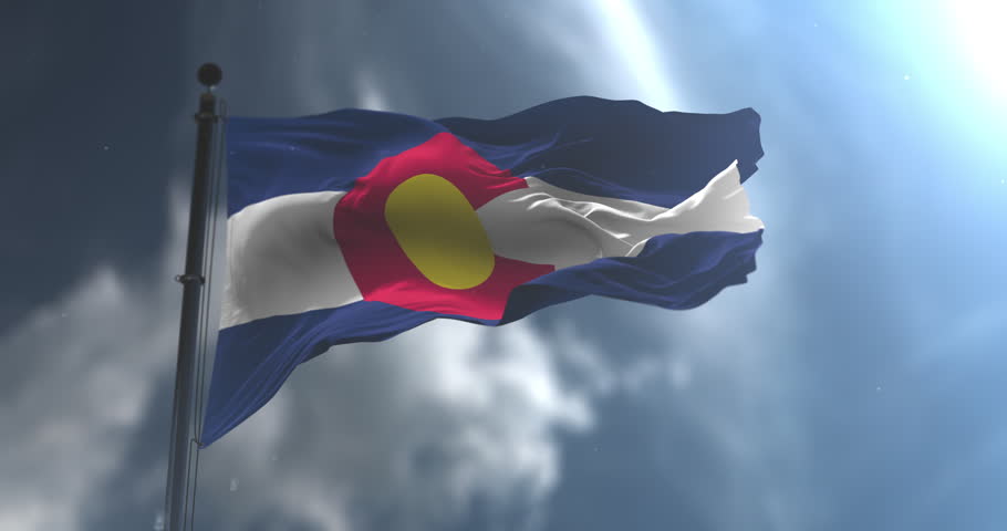 Flag of Colorado state waving, region of the United States - loop, slow motion