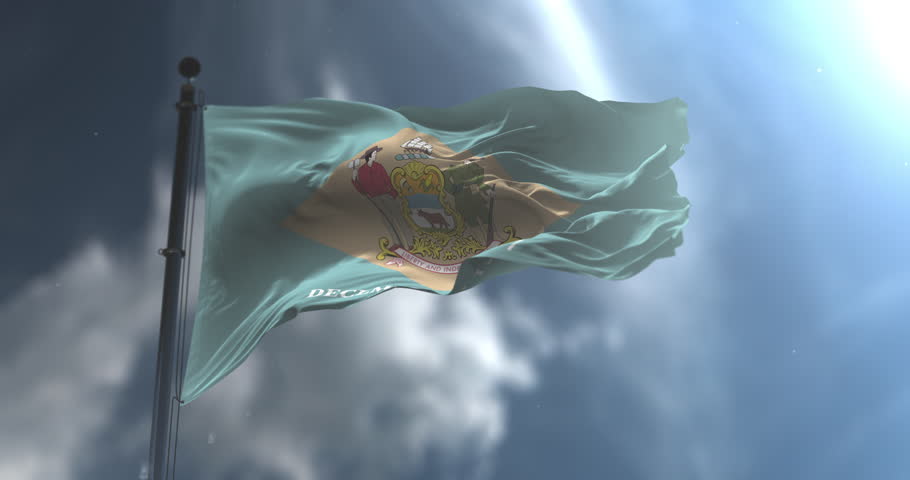 Flag of american state of Delaware, region of United States - loop, slow motion