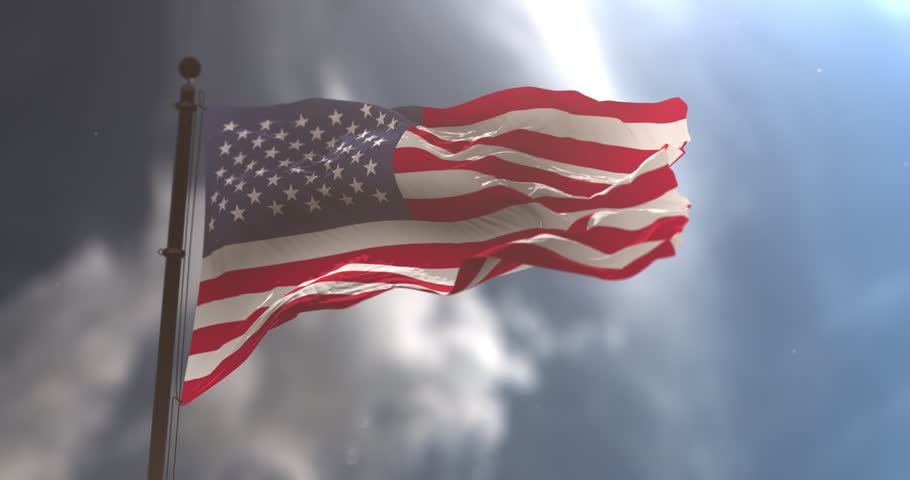Flag of United States waving at wind. Slow Motion