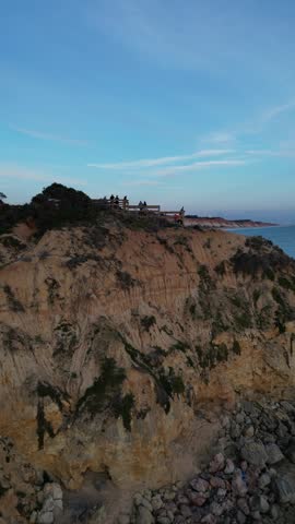 Aerial View of Algarve Coastline and Beach Cliffs Portugal
