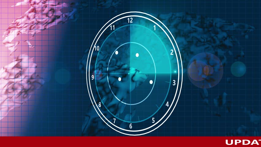Breaking news and update banner with a world map clock graphic television style background animation