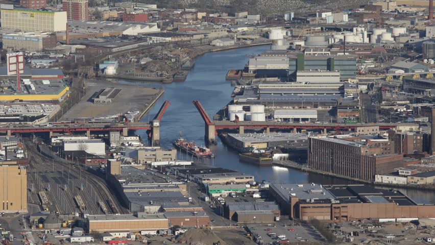 aerial view queens skyline newtown creek Stock Footage Video (100% ...