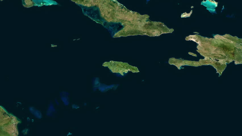 Jamaica close-up on satellite map
