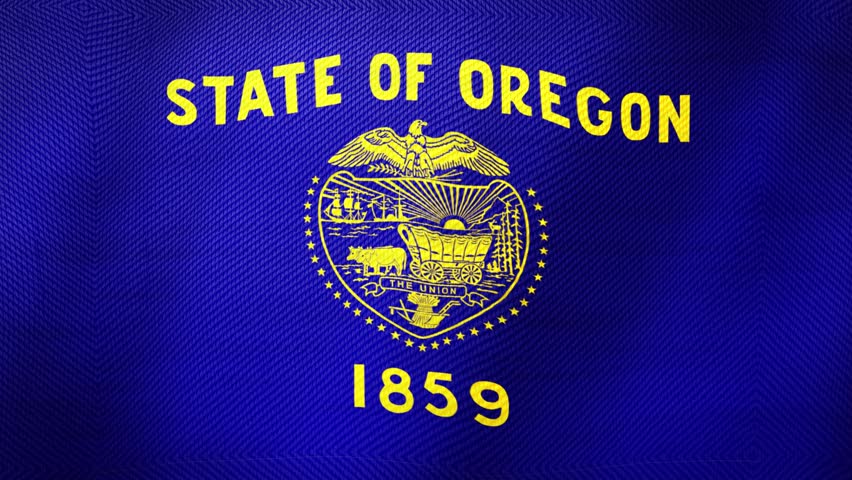 Oregon State Flag Waving. Ultra Realistic Waving Flag Of Oregon, USA. Seamless 4K Looped Animation With Realistic Fabric Movement. American State Flag, National Symbol, Patriotic Concept.