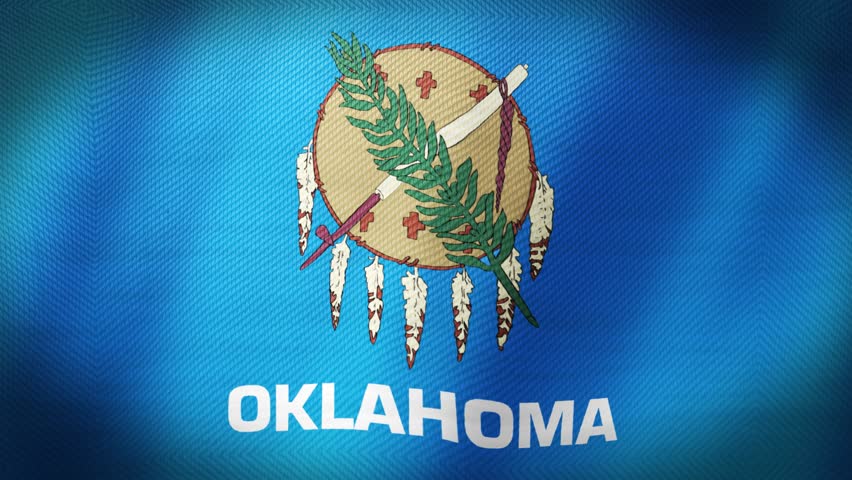 Oklahoma State Flag Waving. Ultra Realistic Waving Flag Of Oklahoma, USA. Seamless 4K Looped Animation With Realistic Fabric Movement. American State Flag, National Symbol, Patriotic Concept.
