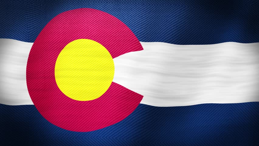 Colorado State Flag Waving. Ultra Realistic Waving Flag Of Colorado, USA. Seamless 4K Looped Animation With Realistic Fabric Movement. American State Flag, National Symbol, Patriotic Concept.