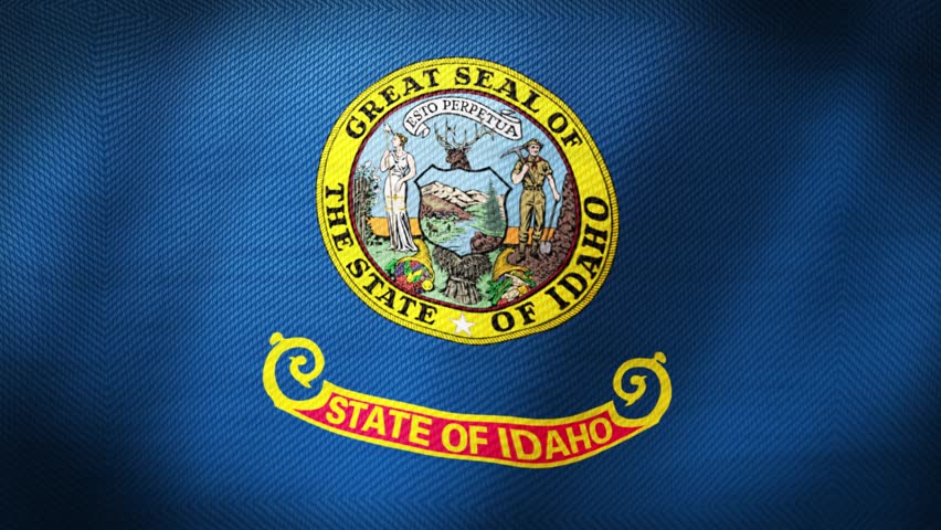 Idaho State Flag Waving. Ultra Realistic Waving Flag Of Idaho, USA. Seamless 4K Looped Animation With Realistic Fabric Movement. American State Flag, National Symbol, Patriotic Concept.