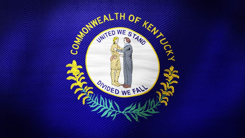 Kentucky State Flag Waving. Ultra Realistic Waving Flag Of Kentucky, USA. Seamless 4K Looped Animation With Realistic Fabric Movement. American State Flag, National Symbol, Patriotic Concept.