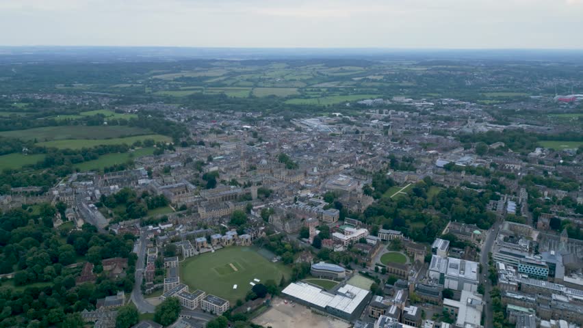 Higher Aerial shot over Oxford Centre UK