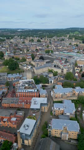 Vertical Aerial view shot over Oxpens Road Oxford UK
