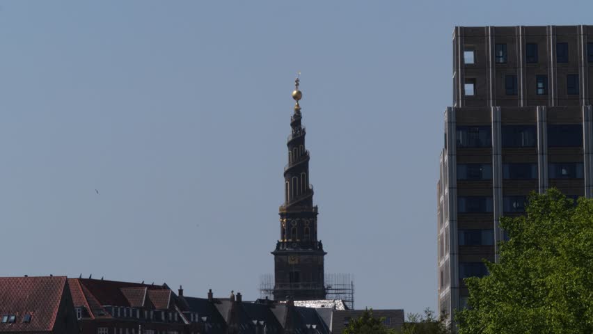 Spire of the Church of Our Saviour in Copenhagen city, Denmark