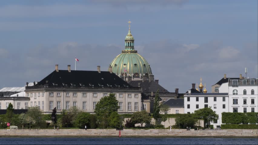 Frederiks Church dome and Amalienborg Palace in Copenhagen city, Denmark