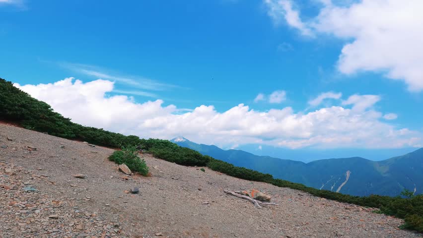 The hiking trail on Mount Kita in the Southern Alps in Japan