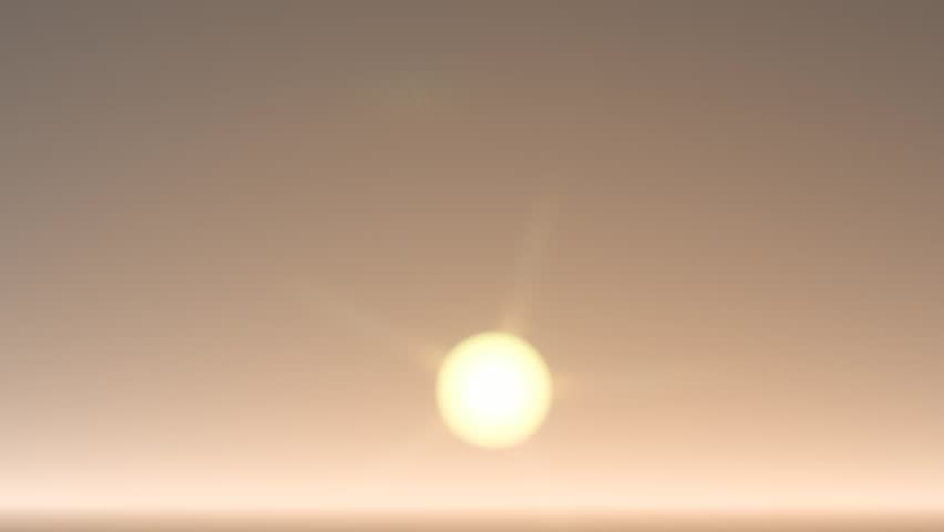 Golden Sunset Sun Glowing Through Hazy Foggy Sky Background