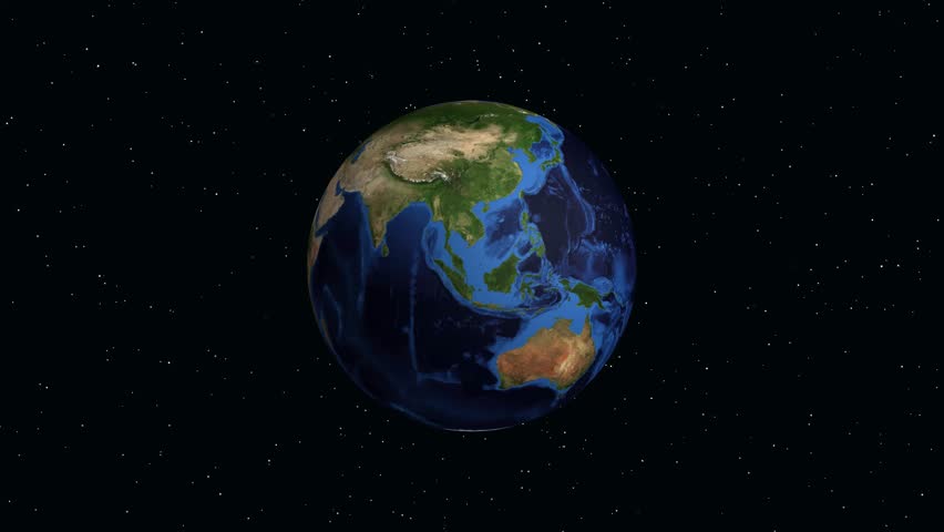 Digital animation zooms from outer space into Yekaterinburg Russia with precise latitude and longitude
