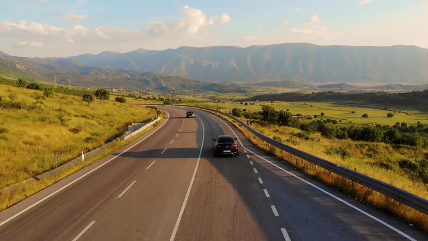 Sunset on a Mountain Road in Albania