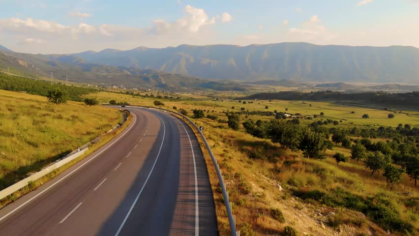 Sunset on a Mountain Road in Albania