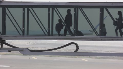 People boarding aeroplane