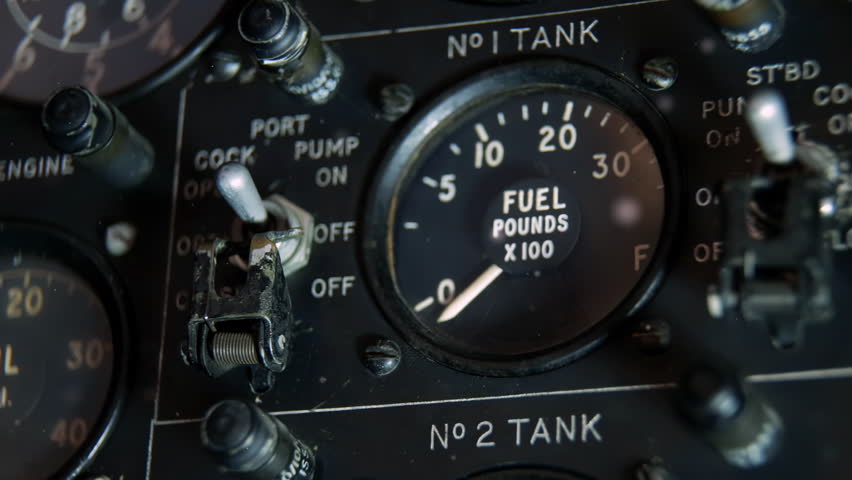 Antique Fighter Plane Dashboard Instrument Measuring Oil Pressure - 4K