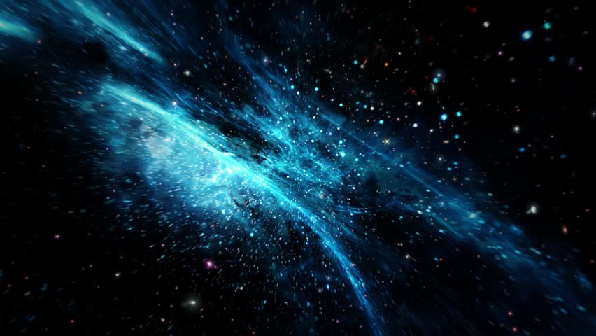 4K 3D Loop glow blue nebula star space travel in outer space science fiction abstract background.  Blue orange cloud spce galaxy travel abstract digital animation 