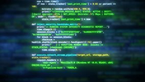 Abstract macro shot of scrolling programming code on computer screen with selective focus. Futuristic digital software development technology concept.  - Powered by Shutterstock - Get 15% off with code: PIKWIZARD15
