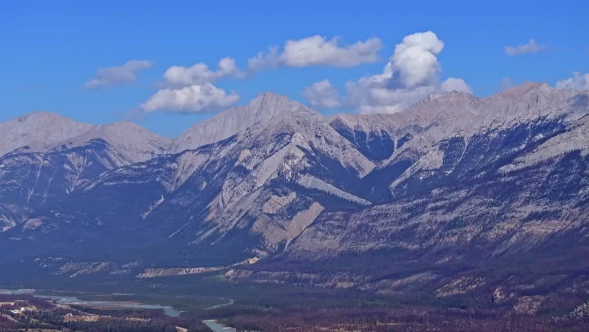 Scenic view of Valley of the Five Lakes in Jasper National Park in Alberta, Canada