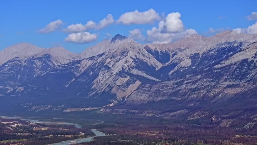 Scenic view of Valley of the Five Lakes in Jasper National Park in Alberta, Canada