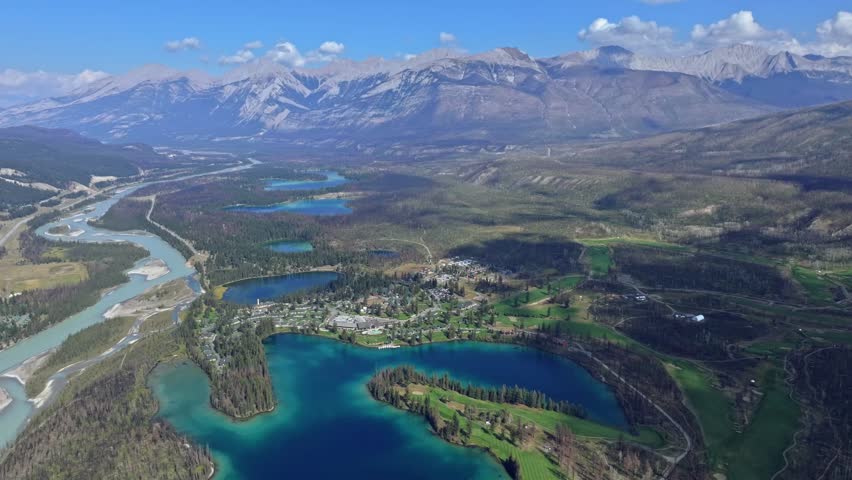 Scenic view of Valley of the Five Lakes in Jasper National Park in Alberta, Canada