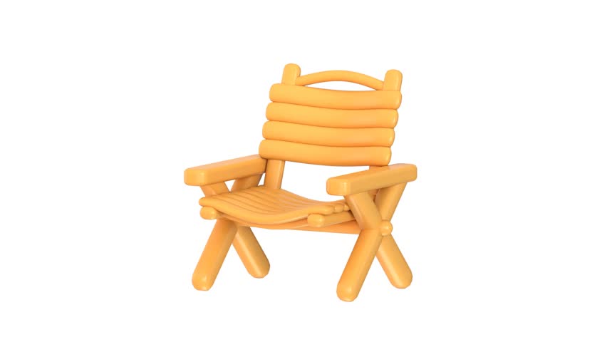 3D Camping Chair Icon Animation for Outdoor Adventure, Hiking, Picnic, Travel and Camping, 4K Animation