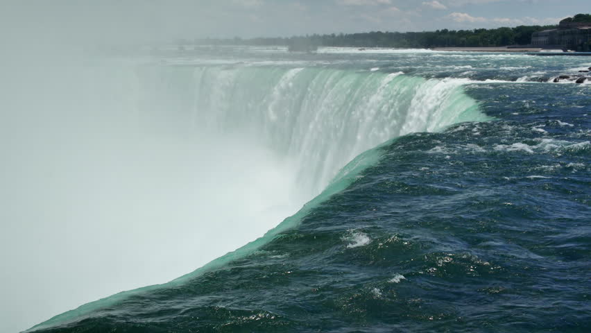 The close up view of the Horseshow Fall at water drop point, Niagara Falls, ON, Canada