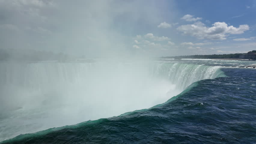 The close up view of the Horseshow Fall at water drop point, Niagara Falls, ON, Canada