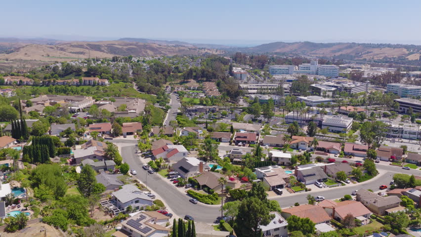 Mission Viejo California Aerial of Suburban Homes and Medical Campus