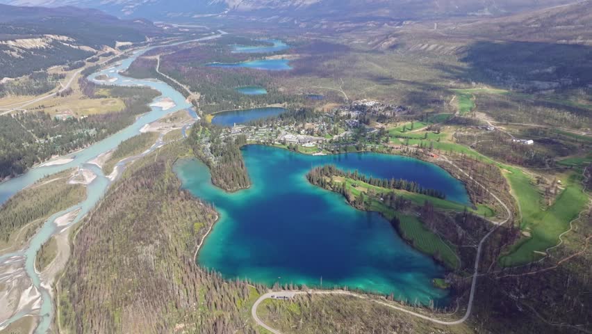 Scenic view of Valley of the Five Lakes in Jasper National Park in Alberta, Canada