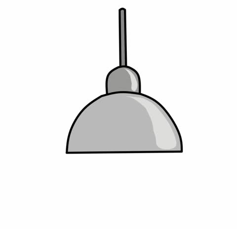 Modern Hanging Pendant Lamp Icon with Glowing Light Bulb Flat Vector Illustration