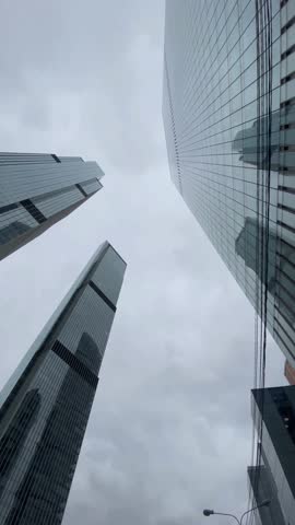 Skyscraper towers. View from below.	