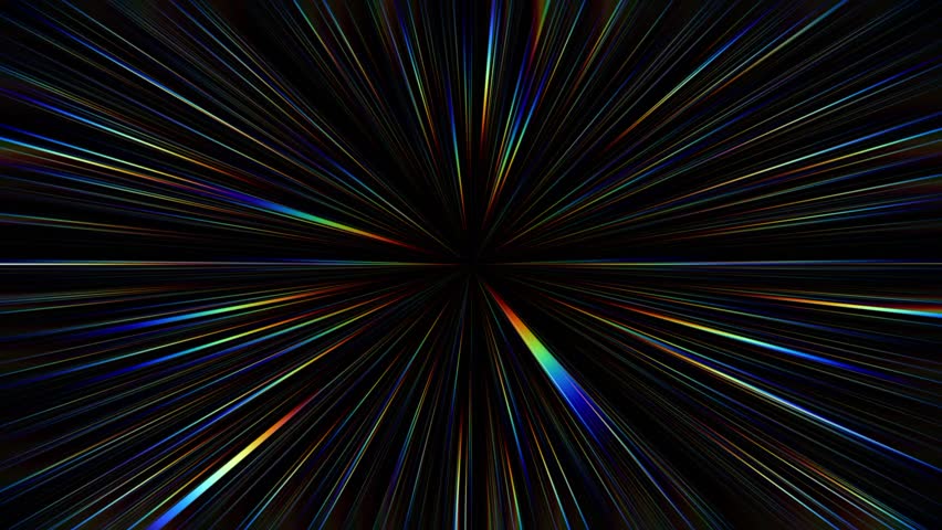 Rainbow colored fine radiating lines converging sharply toward a bright center point forming a delicate starburst pattern with a smooth glowing today
