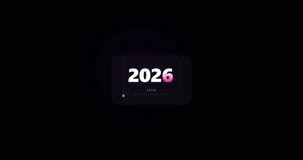 Digital interface screen displaying the year 2026 with an initialization loading bar, futuristic technology user interface concept. - Powered by Shutterstock - Get 15% off with code: PIKWIZARD15