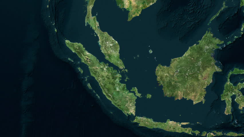 Singapore - close up on satellite map
