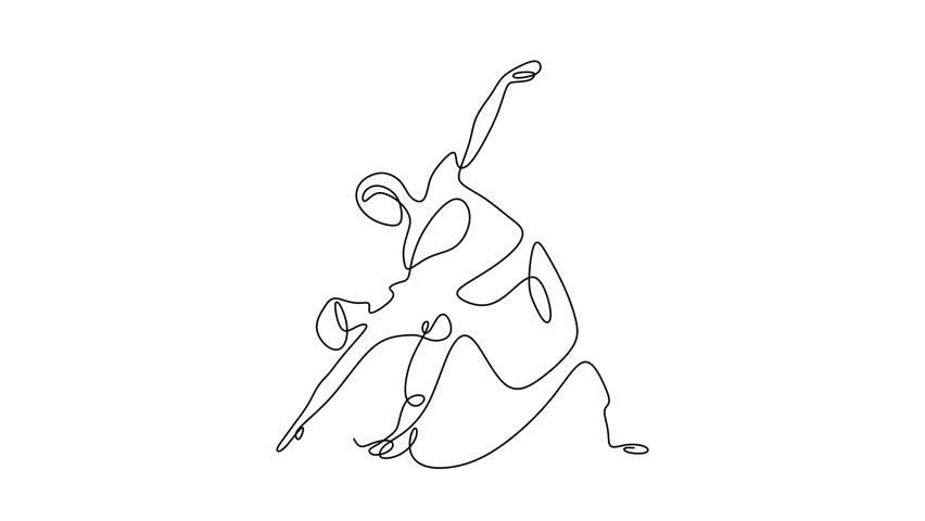 Animated self drawing of continuous line draw of Ballet Dancers in Elegant Pose - Continuous Line Art.     Full length one line animation. 4K.    ballet, dance, girl, pose, ballerina, woman, beautiful, beauty, dancer, female, vector, body, sketch, gymnastics, black, exercise, jump, white, contour, line, illustration, sport, artistic, graphic, fitness, silhouette, lady, performance, motion, person, people, fashion, dress, performer, athletic, symbol, logo, posing, stand, torso, sexy, healthy, balance, artist, modern, design, elegance, studio, choreography 